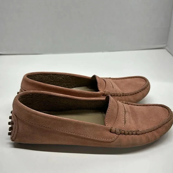 Manolo Blahnik Penny Loafers Shoes Slip On Suede Leather Light Pink Size 38 US 8 - Picture 5 of 13